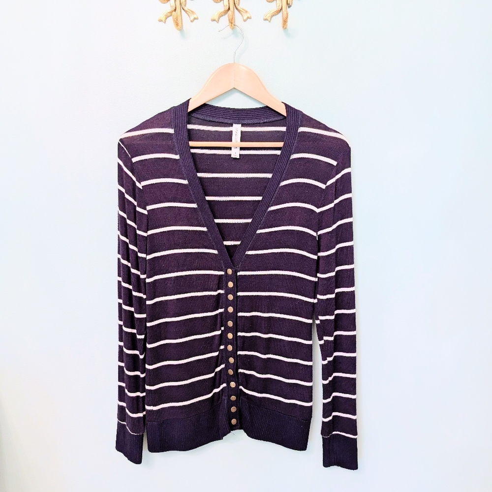 Zenana Outfitters Striped Cardigan